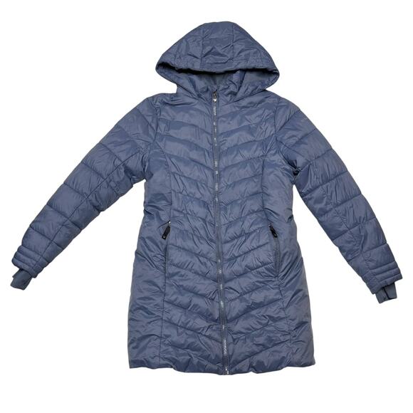SPYDER Boundless Hooded Full Zip Puffer Jacket Coat Parka Blue Large 12/14 - Picture 1 of 6